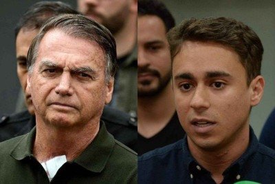 Jair Bolsonaro e Nikolas Ferreira -  (crédito: Tulio Santos/EM/D.A. Press e Pablo PORCIUNCULA / AFP)