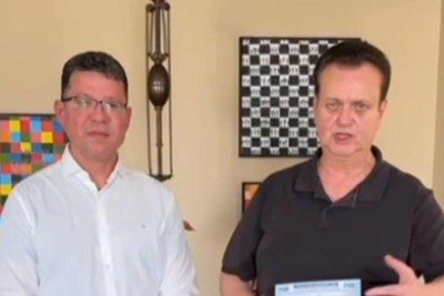 Coronel Marcos Rocha ao lado de Gilberto Kassab, presidente do PSD -  (crédito: Reprodução/PSD)