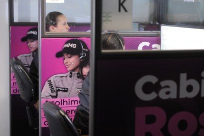 Cabine Rosa da Policia Militar que ira funcionar durante o carnaval para acolhimento as mulheres vitimas de violência na folia -  (crédito: Alexandre Guzanshe/EM/D.A Press)