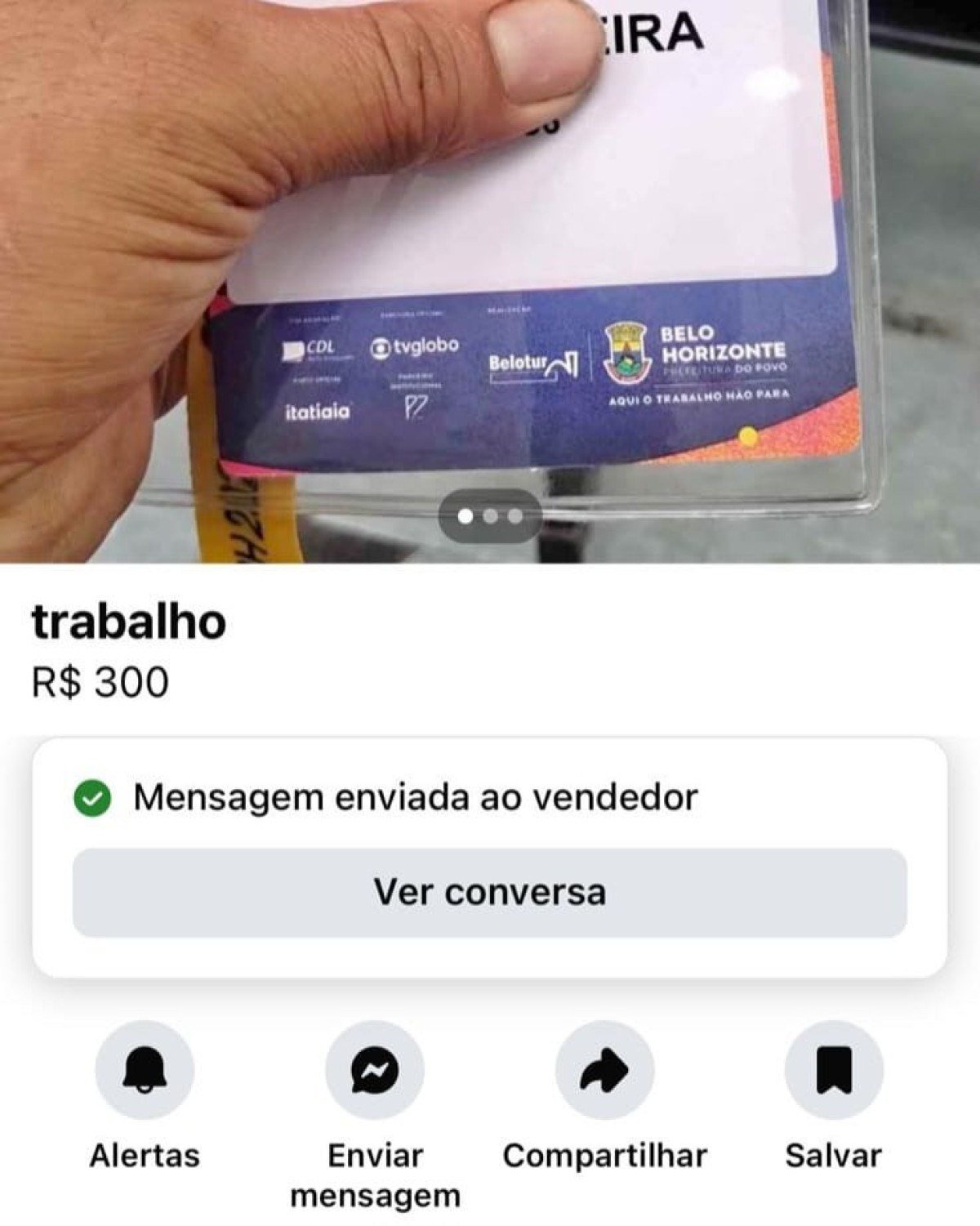 Prints mostram as credenciais sendo anunciadas no Marketplace do Facebook.-EM/DA. Press.
