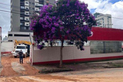 Estrutura da tradicional Nino Pizzaria de BH foi demolida nessa ter&ccedil;a-feira (3/2); s&oacute; a fachada do im&oacute;vel ficou de p&eacute; -  (crédito: Ed&eacute;sio Ferreira/EM/D.A Press)