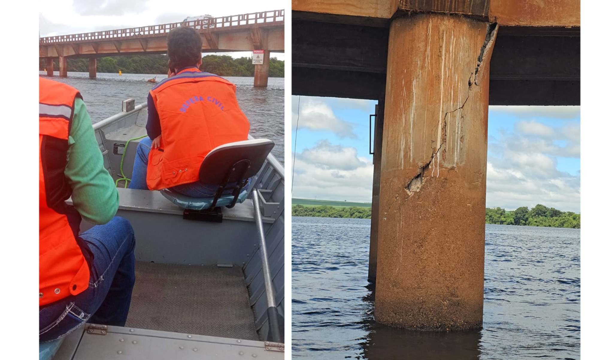 DER-MG restringe tráfego em ponte após constatação de rachaduras em pilar -  (crédito: Redes Sociais/DivulgaÃ§Ã£o)