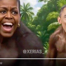 Trump publica vídeo com teoria da conspiração eleitoral que mostra os Obamas como macacos - frame de vídeo/@xerias_