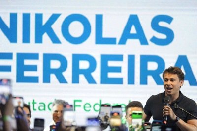 Telas capturam falas do deputado em encontro do PL: para analistas, foco do mandato é nas mídias sociais -  (crédito: Alexandre Guzanshe/EM/D.A Press)