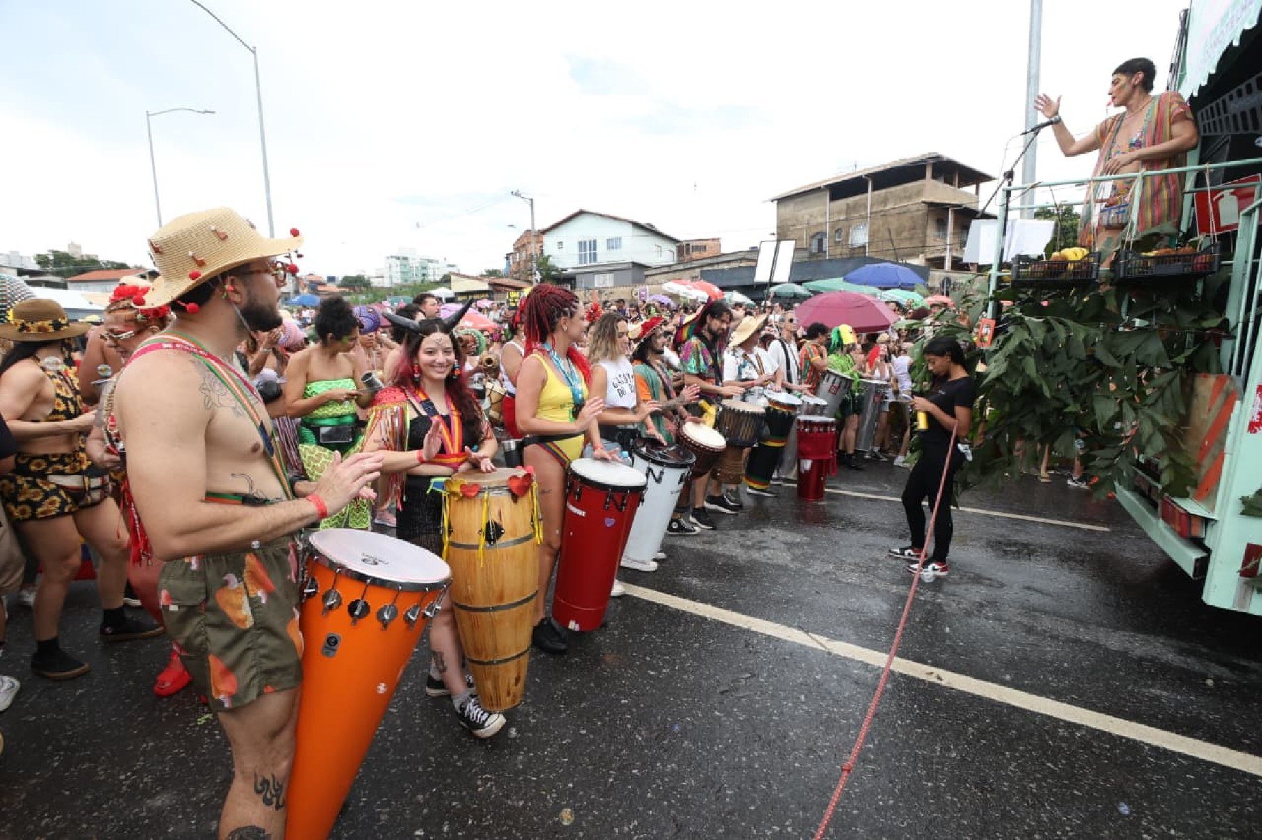 A bateria do bloco conta com 150 integrantes -Marcos Vieira/EM/D.A Press