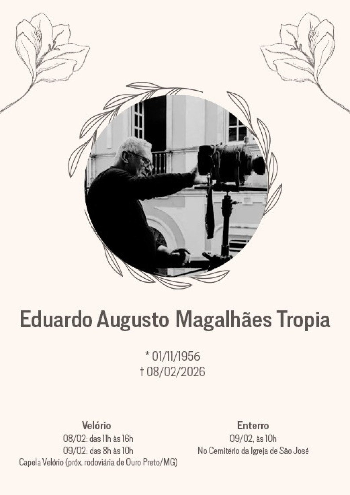 Informa&ccedil;&otilde;es sobre vel&oacute;rio e enterro