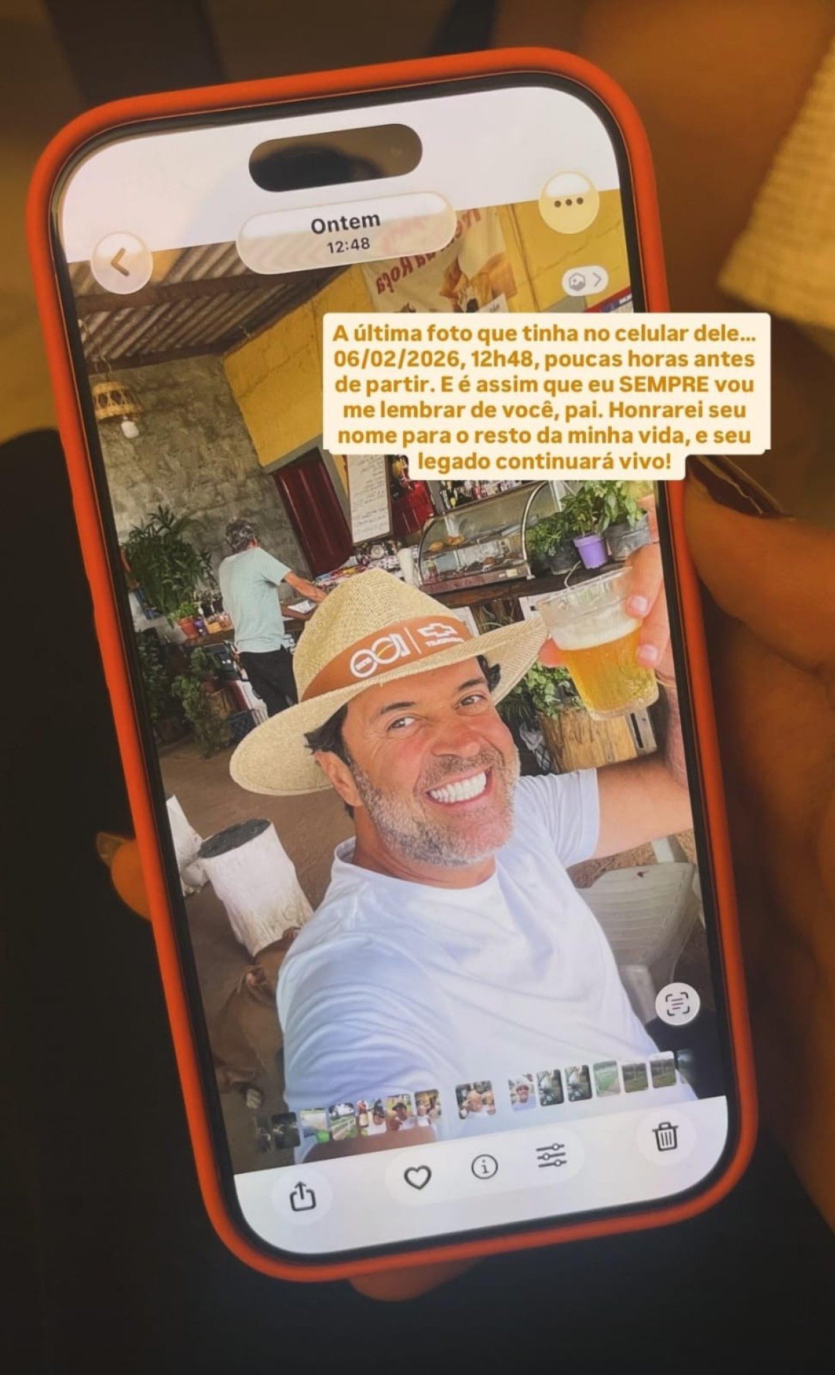 &Uacute;ltimo registro foi divulgado pela filha no Instagram