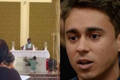 Em vídeo que circula nas redes sociais, padre afirma que apoiadores de Nikolas Ferreira não merecem receber a Eucaristia -  (crédito: Reprodução/Redes sociais e Tulio Santos/EM/D.A. Press)