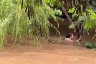  A jovem lutava contra a correnteza, agarrando-se a galhos e árvores -  (crédito: Reprodução)