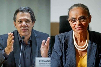 Fernando Haddad e Marina Silva lideram pesquisa de intenções de voto ao Senado em São Paulo -  (crédito: Diogo Zacarias/Divulgação e Sergio Lima/AFP)