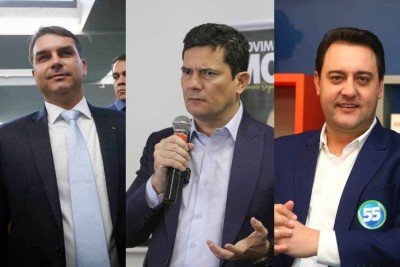 Flávio Bolsonaro, Sergio Moro e Ratinho Jr. -  (crédito: Dida Sampaio/Estadão Conteúdo - Edesio Ferreira/EM/D.A Press - Giuliano Gomes/PRPress)