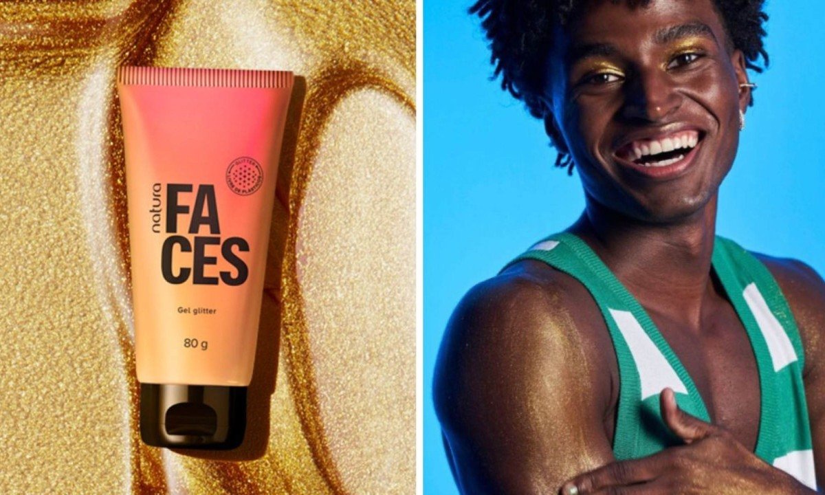 Gel Glitter Faces, na cor Dourado