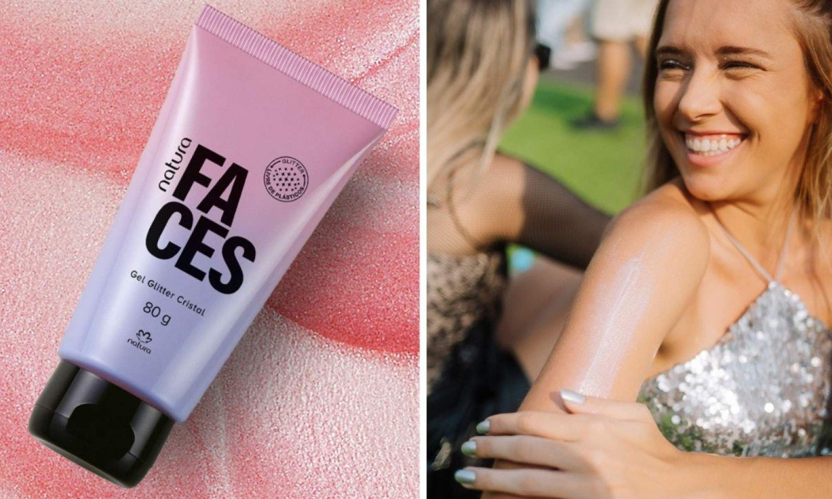 Gel Glitter Faces, na cor Cristal