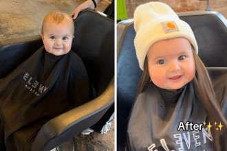 Bebê ganhou novo visual com megahair -  (crédito: TikTok / reprodução)