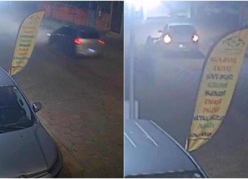 Atropelamento ocorreu por volta das 4h, na Rua Capitão Modesto Vieira, no Centro da cidade -  (crédito: Câmera de monitoramento/Reprodução)