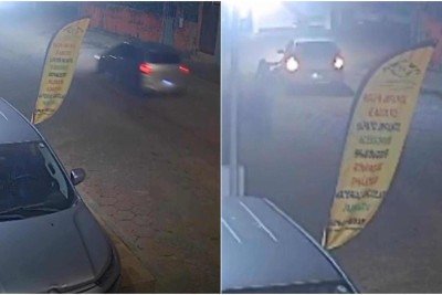 Atropelamento ocorreu por volta das 4h, na Rua Capitão Modesto Vieira, no Centro da cidade -  (crédito: Câmera de monitoramento/Reprodução)