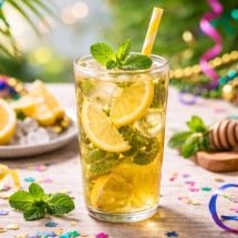 Chá verde: refrescante, é boa opção na versão gelada durante o carnaval - imagem gerada por i.a 