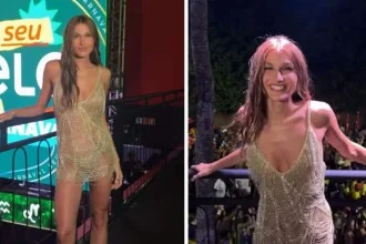 Sasha usou vestido dourado avaliado em R$ 36 mil para curtir o domingo de carnaval -  (crédito: Redes sociais)