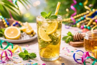 <p>Refrescante e versátil, o chá verde é uma ótima opção para os dias quentes de carnaval. Consumido gelado, ajuda a hidratar e a manter a sensação de leveza durante a folia. Com antioxidantes naturais, une sabor, frescor e bem-estar em qualquer momento da festa.</p>
 -  (crédito: imagem gerada por i.a )