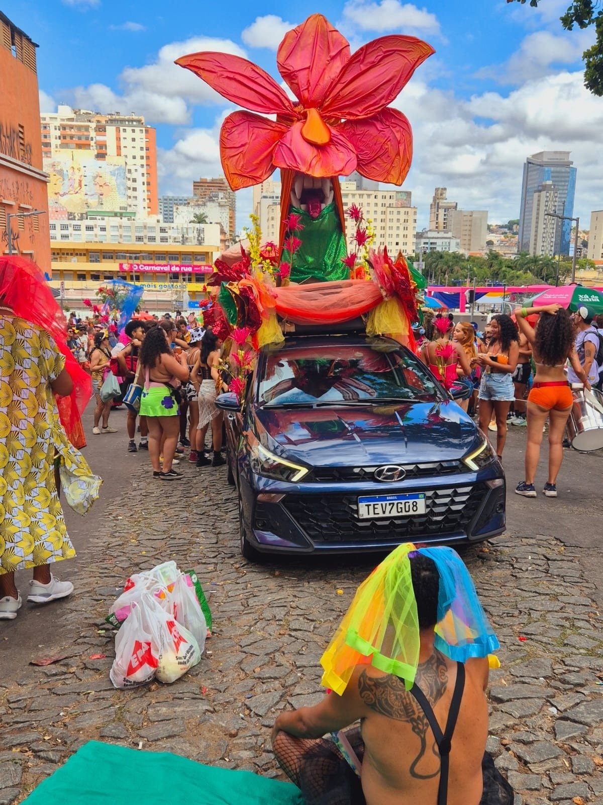 Carro aleg&oacute;rico usado no decorrer do cortejo 