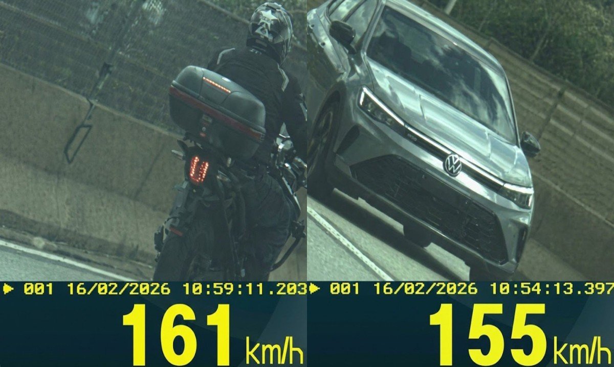 Motos e carros foram registrados a altas velocidades que mesmo nos locais de maior permissividade de MG (110km/h), incorreriam em multas graves