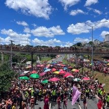 Foliões sobem em passarela para curtir bloco Truck do Desejo - Laura Scardua/EM/D.A Press