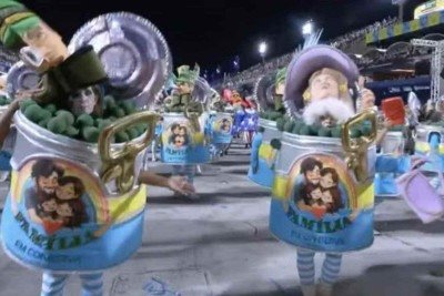 Ala teve como fantasia uma lata com a mensagem 'Família em conserva' -  (crédito: Reprodução/TV Globo)