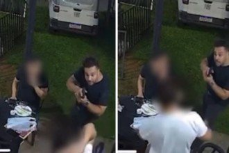 Servidor da PF apontou arma para dupla de amigos em espetinho -  (crédito: Redes sociais)