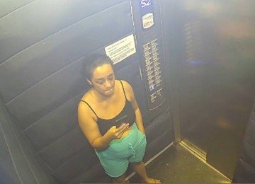 Câmera do elevador mostra Daiane Alves descendo ao subsolo do prédio; não há registros dela saindo do prédio  -  (crédito: Reprodução)