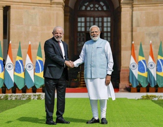 Presidente da República, Luiz Inácio Lula da Silva, durante reunião restrita com o Primeiro-Ministro da República da Índia, Narendra Modi, na Sala Nilgiri da Casa Hyderabad. Nova Delhi  -  (crédito: Ricardo Stuckert / PR)