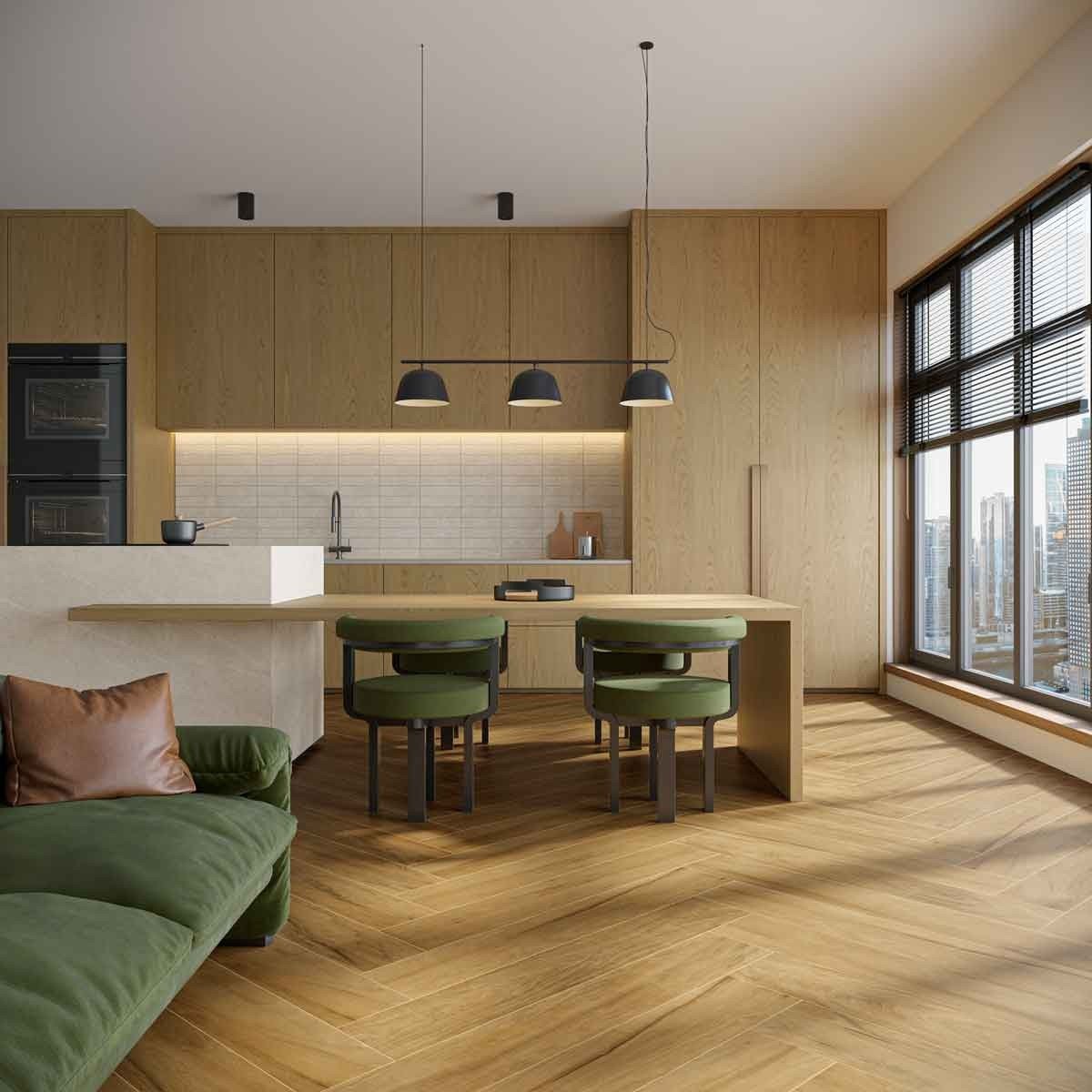 S&eacute;rie Assoalho dispon&iacute;vel nos tons Savana e Caribe