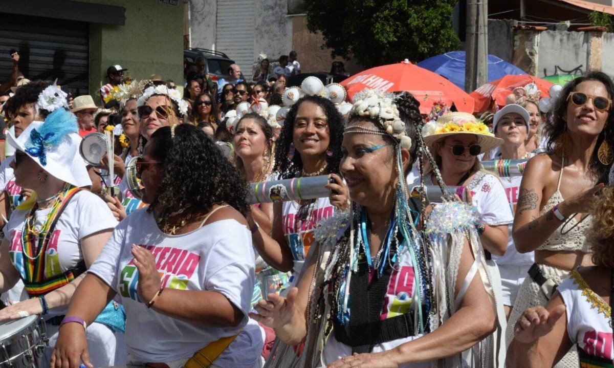Bloco Filhas de Clara, que homenageia a sambista Clara Nunes, desfilou pelas ruas do Bairro Renascença neste domingo (22/2)-Túlio Santos/EM/D.A Press