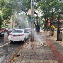 Água limpa desperdiçada jorra a 2m de altura em bairro nobre de BH - &Acirc;ngela Faria/EM/D.A.Press