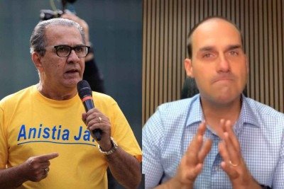 Silas Malafaia e Eduardo Bolsonaro -  (crédito: Miguel SCHINCARIOL / AFP e Reprodução/Youtube)