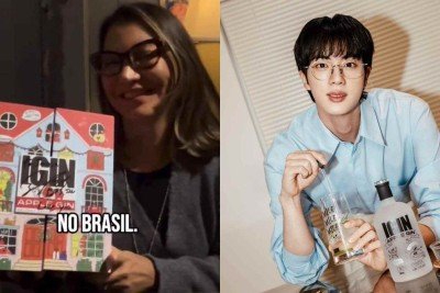 Janja recebeu um gin de cria&ccedil;&atilde;o pr&oacute;pria de Jin, cantor do grupo de k-pop BTS, durante visita &agrave; Coreia do Sul -  (crédito: Reprodu&ccedil;&atilde;o/Instagram @janjalula- Divulga&ccedil;&atilde;o IGIN)