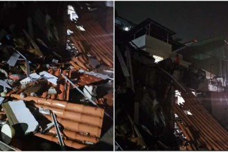 Imagens mostram destruição de imóveis no Bairro Cerâmica, em Juiz  de Fora -  (crédito: Reprodução)