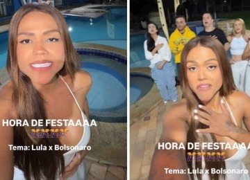 Festa 'Lula x Bolsonaro' promovida por Camila Loures teve direito à execução do Hino Nacional -  (crédito: Reprodução / redes sociais)