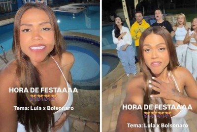 Festa 'Lula x Bolsonaro' promovida por Camila Loures teve direito à execução do Hino Nacional -  (crédito: Reprodução / redes sociais)