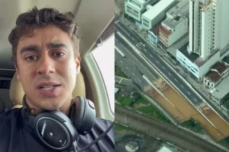 Nikolas Ferreira mostrou vista aérea de Juiz de Fora -  (crédito: Reprodução/Instagram)