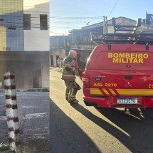 Grande BH: fogo em fritadeira inicia incêndio e destrói padaria - CBMMG/Montagem