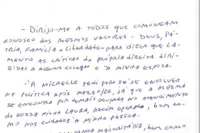 Carta de Jair Bolsonaro divulgada pelo deputado federal Nikolas Ferreira -  (crédito: Reprodu&ccedil;&atilde;o)