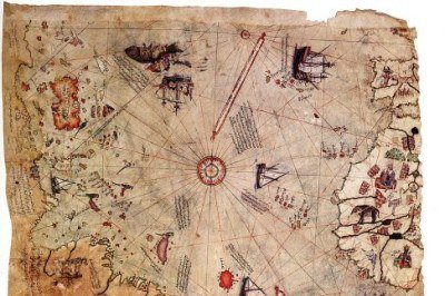 <p>A descoberta do fragmento de um mapa náutico em 1929 desperta a curiosidade de historiadores até hoje.</p>
 -  (crédito: Domínio Público)