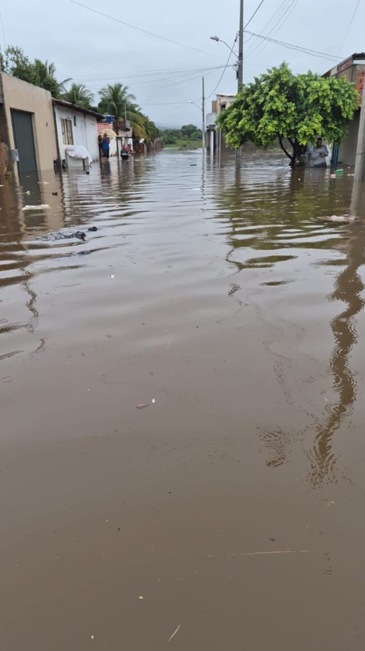Chuva alaga ruas de Mato Verde, no Norte de Minas Gerais, neste domingo (1/3)-CBMMG/Divulgação