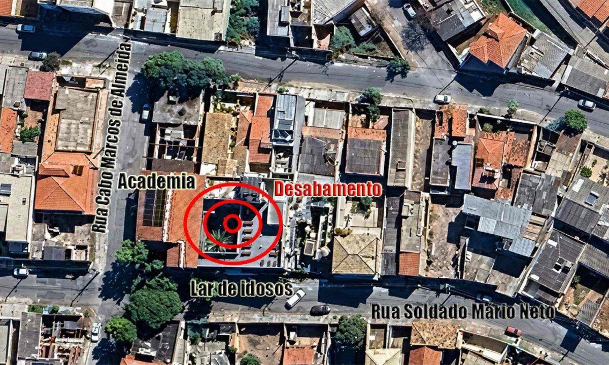 Local do desabamento do lar de idosos no Bairro Jardim Vit&oacute;ria, Regi&atilde;o Nordeste de BH