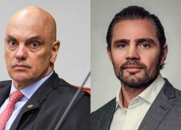 Alexandre de Moraes e Daniel Vorcaro tiveram troca de mensagens revelada -  (crédito: Sergio Lima / AFP e Reprodução)