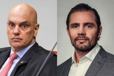 Alexandre de Moraes e Daniel Vorcaro tiveram troca de mensagens revelada -  (crédito: Sergio Lima / AFP e Reprodução)