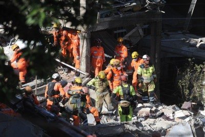 Desabamento de lar de idosos no Bairro Jardim Vitoria  -  (crédito:  Alexandre Guzanshe/EM/D.A Press)