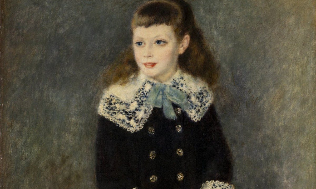 Jovem pintada por Renoir tem cabelos longos e usa vestido escuro