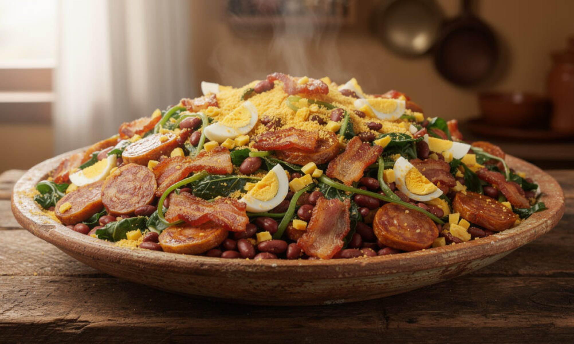 Doure linguiça, bacon e pernil e prepare um feijão tropeiro bem temperado estilo mineiro -  (crédito: Tupi)