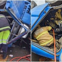 MG: caminhão capota na BR-381 e resgate de mulher morta dura mais de 1h 